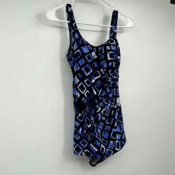 Miraclesuit Swimsuit Womens 14 Blue One Piece Tummy Control Style 55284 - Picture 2 of 13